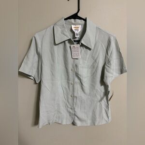 Talbots Size 8 Pure Silk Short Sleeve Button Up Dress Shirt New Dead Stock